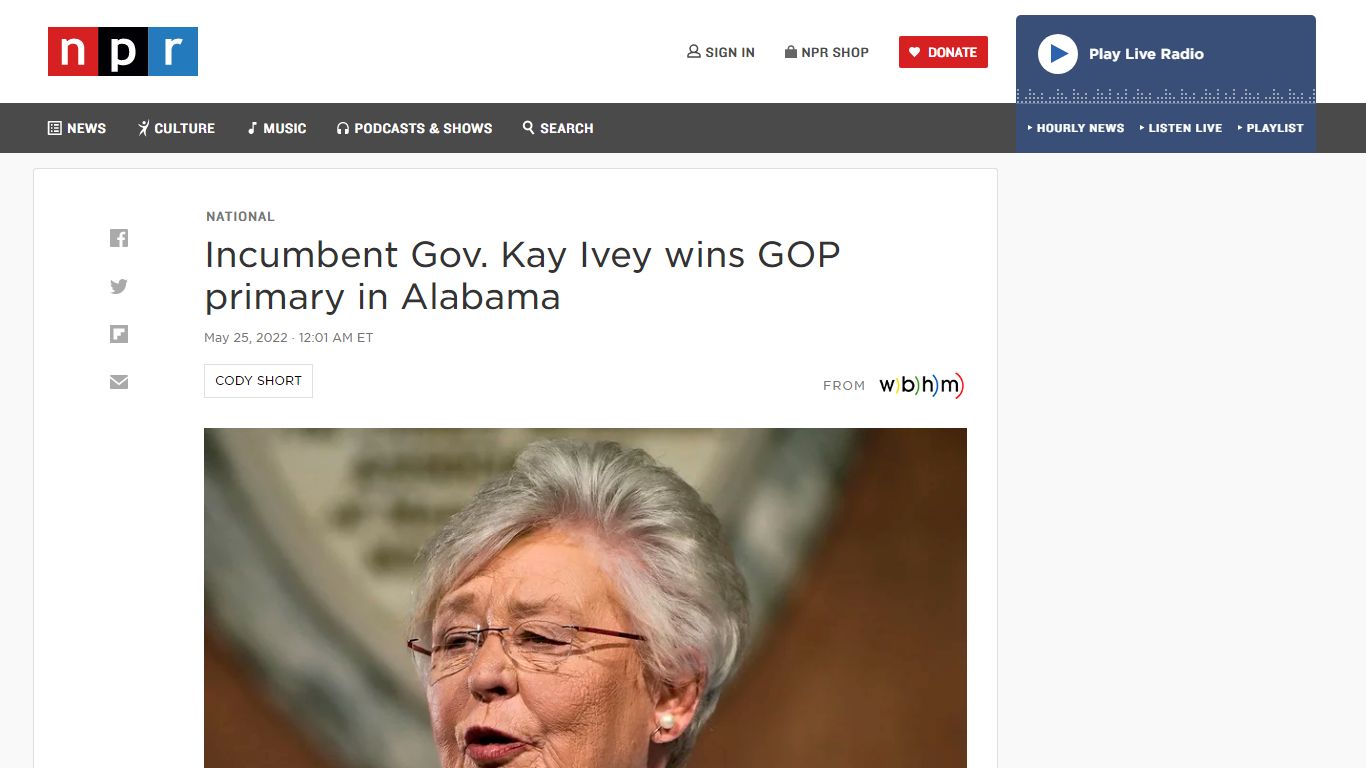 Results: Kay Ivey wins Republican primary for governor in Alabama : NPR